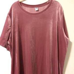 Pink velvet short sleeve top